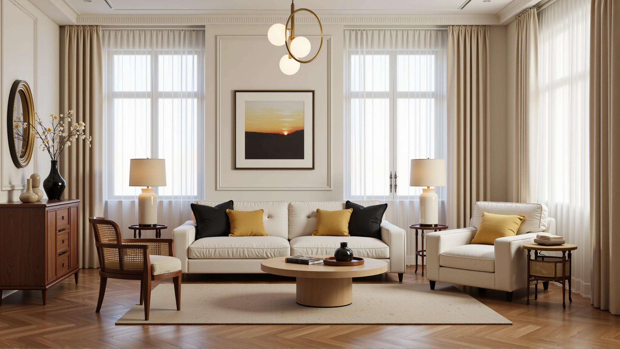 Light French Relaxation in Soft Beige Texture Living room 4