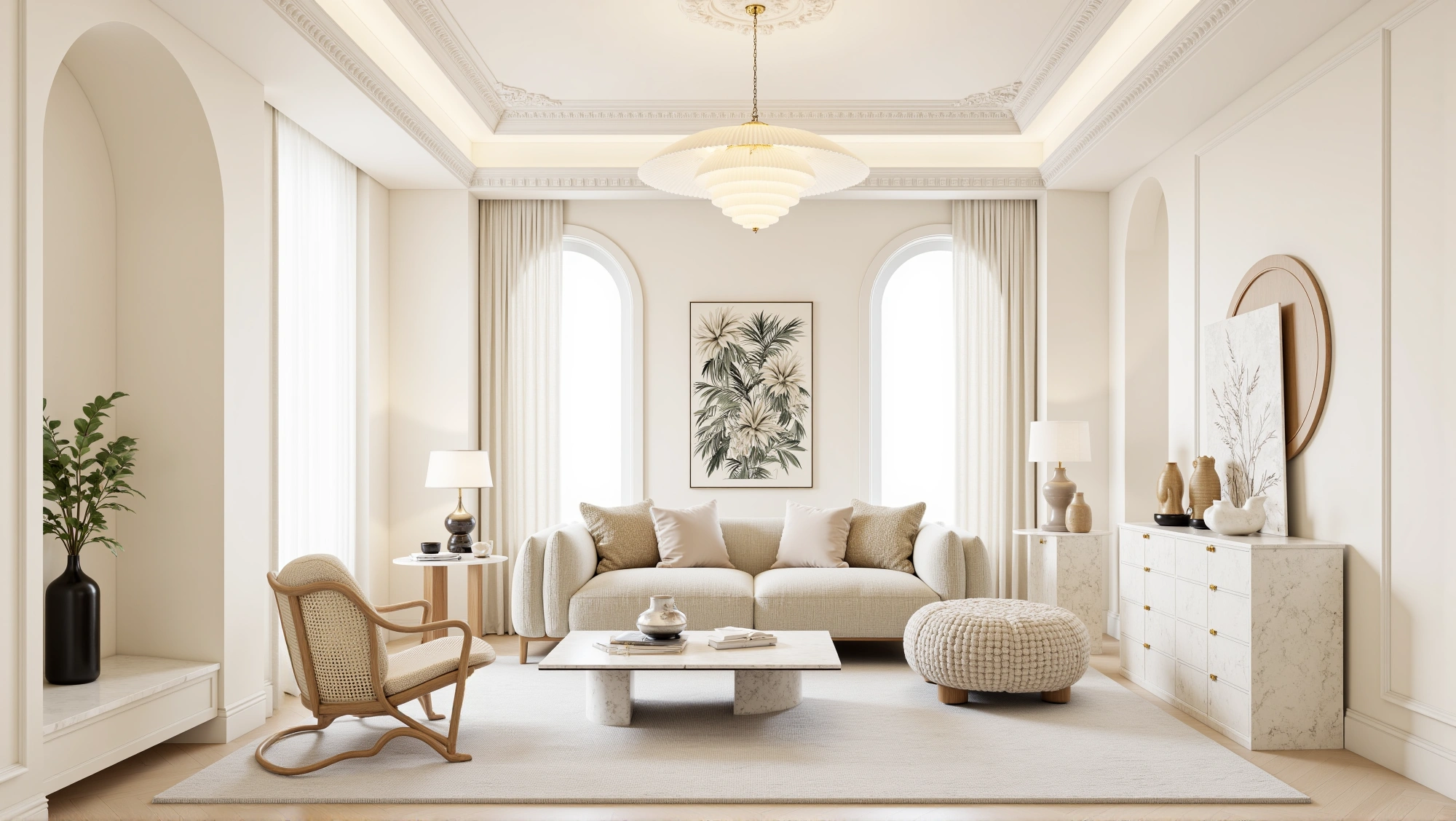 Gentle Breath in Warm White Arches Living room 1