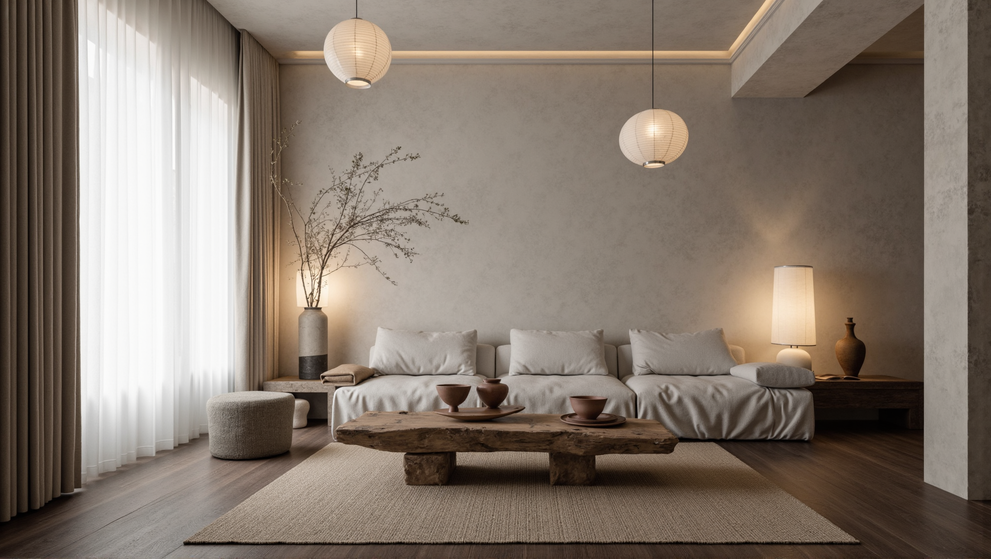 Relaxed Abode Wrapped in Natural Textures Living room 2