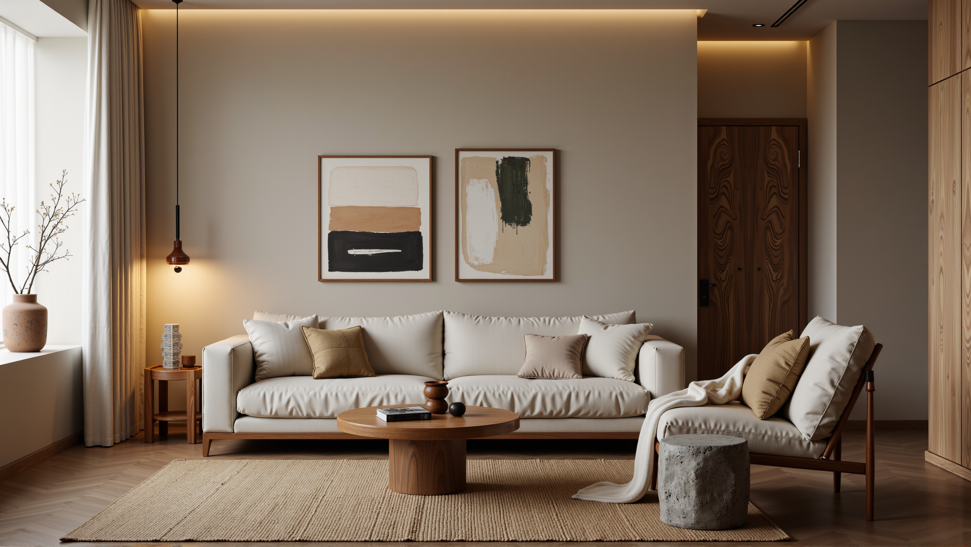 Relaxed Abode Wrapped in Natural Textures Living room 5