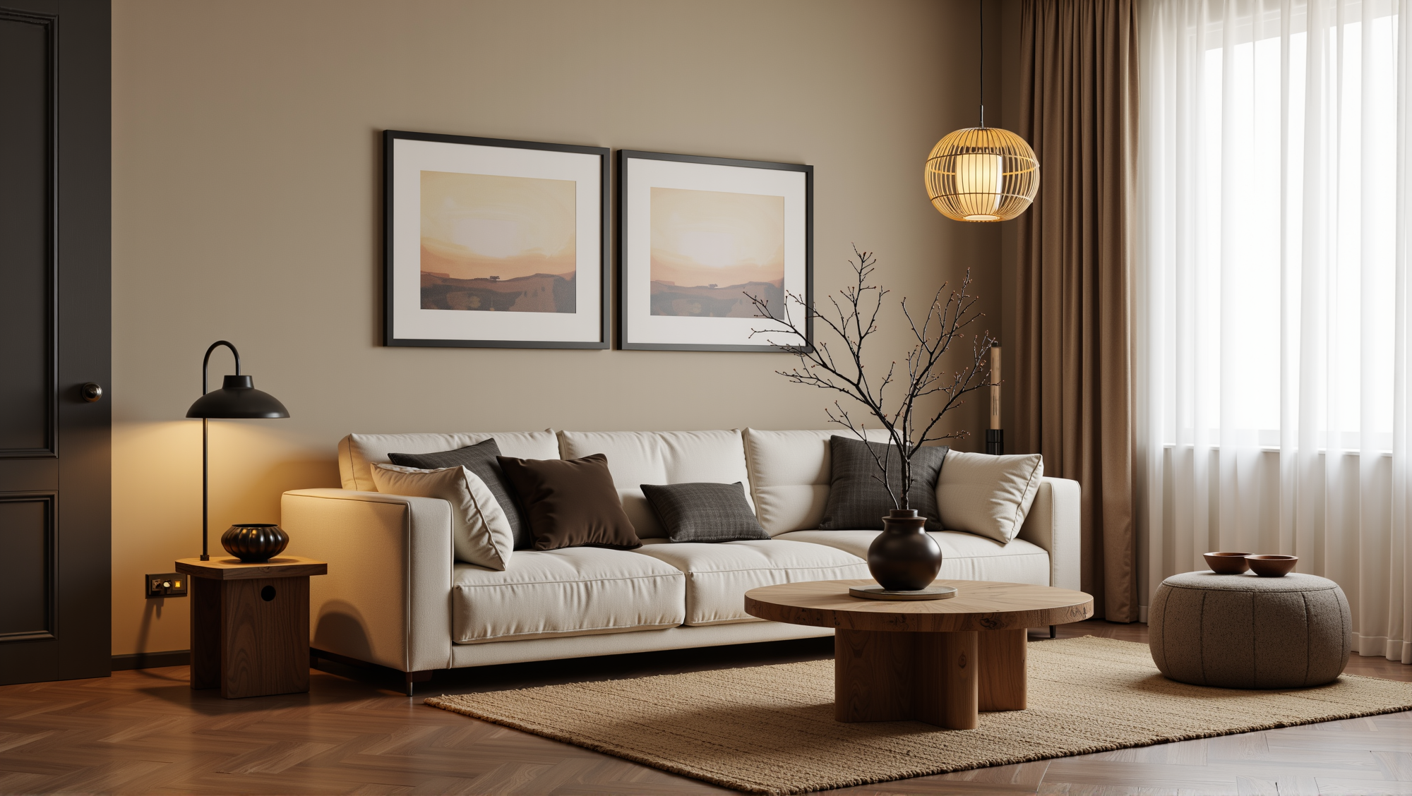 Relaxed Abode Wrapped in Natural Textures Living room 7