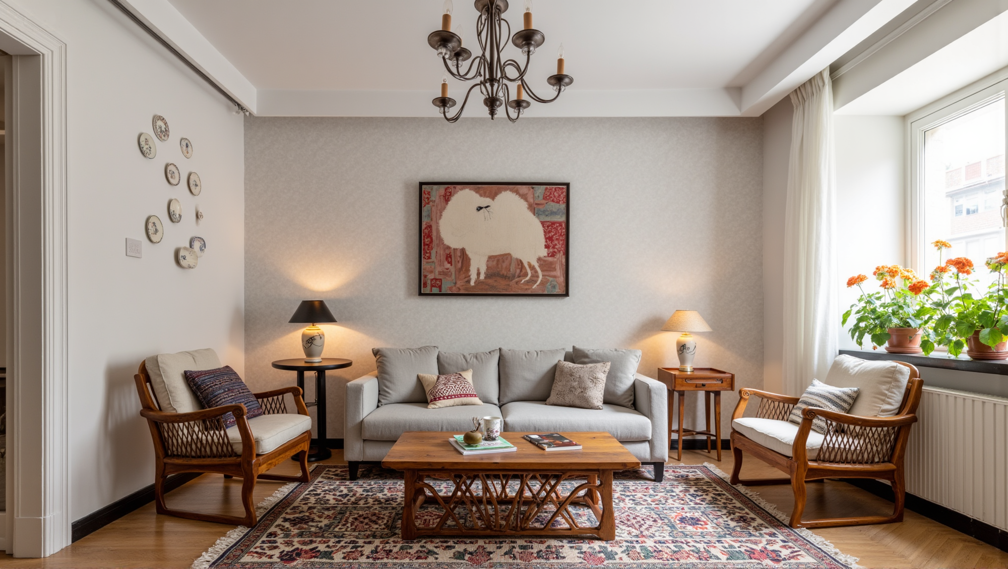 Retro Patterns and Warm Wood Living Room Living room 1