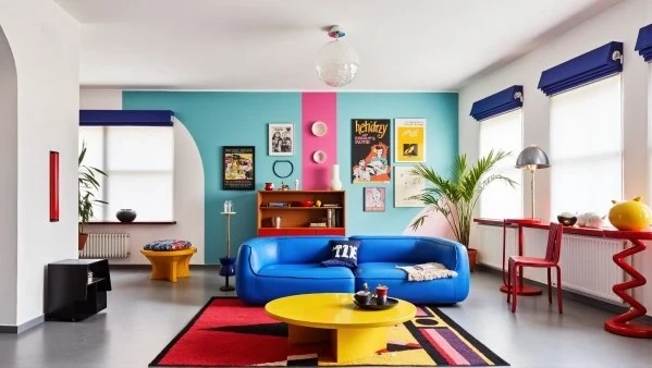 Retro Pop Living Room in Color-Blocking living-room