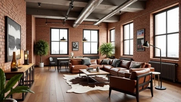 Industrial-Style Warm Living Room living-room