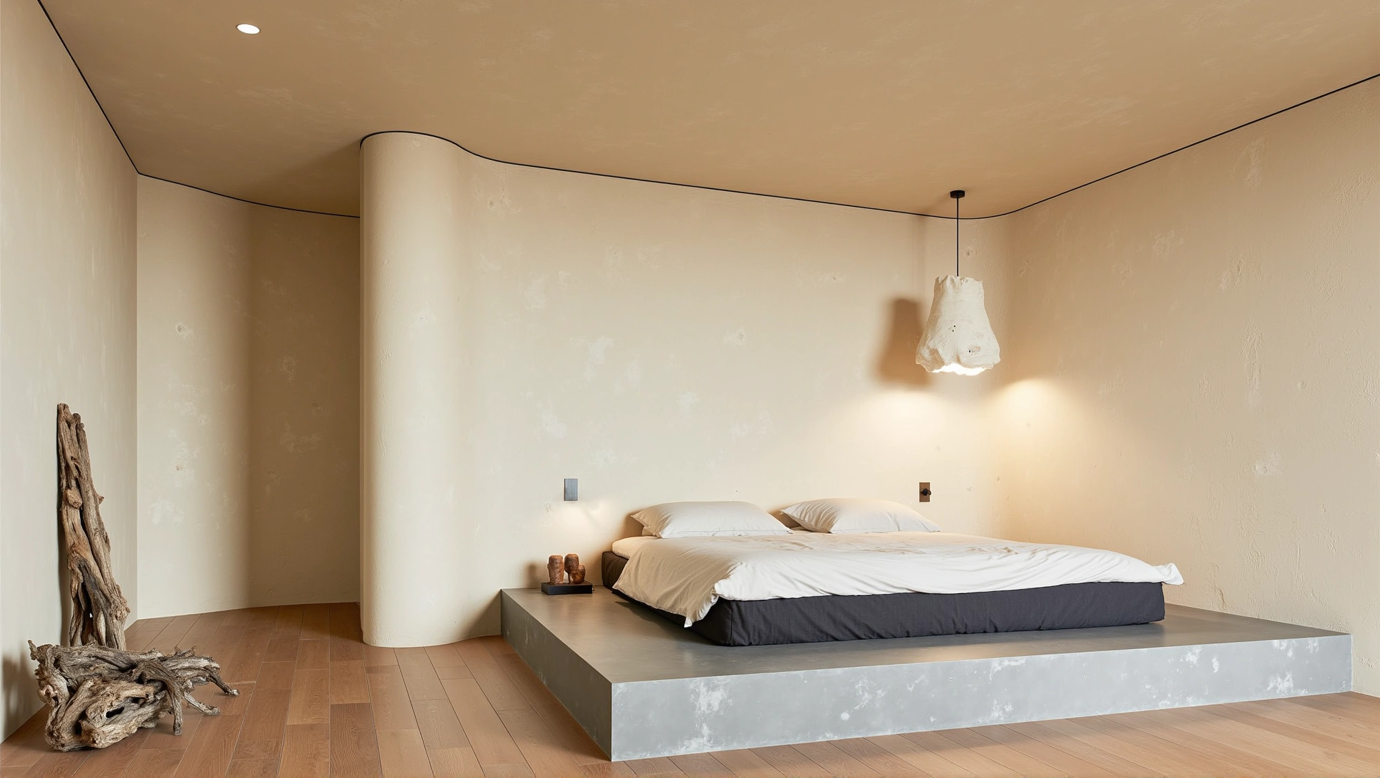 Soft-Toned Rest Space Wrapped In Textures Bedroom 3