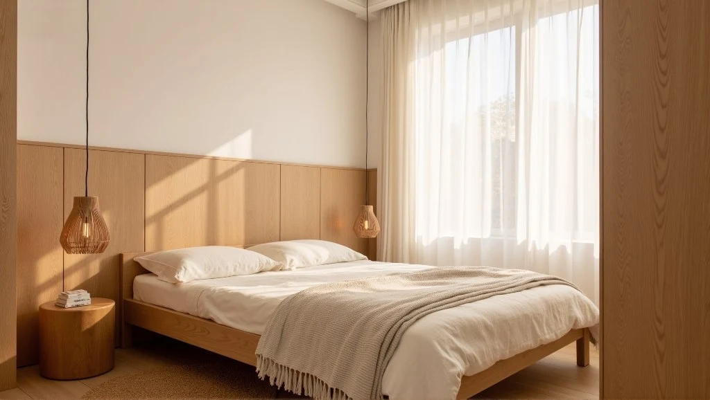 Soft Bedroom Wrapped In Warm Wood And Light bedroom