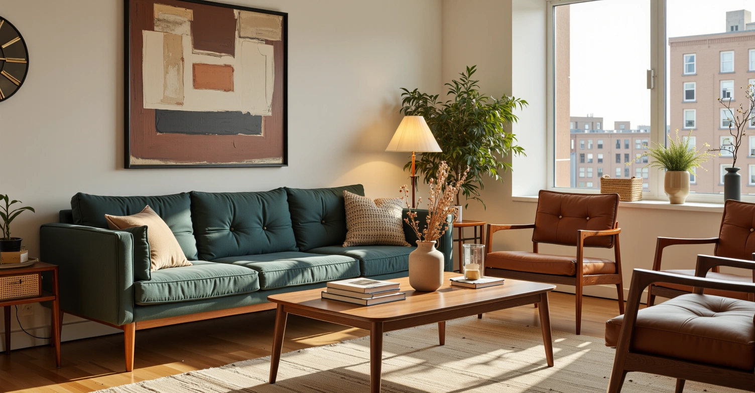 Modern Minimalism and Retro Texture Dwelling Living room 3