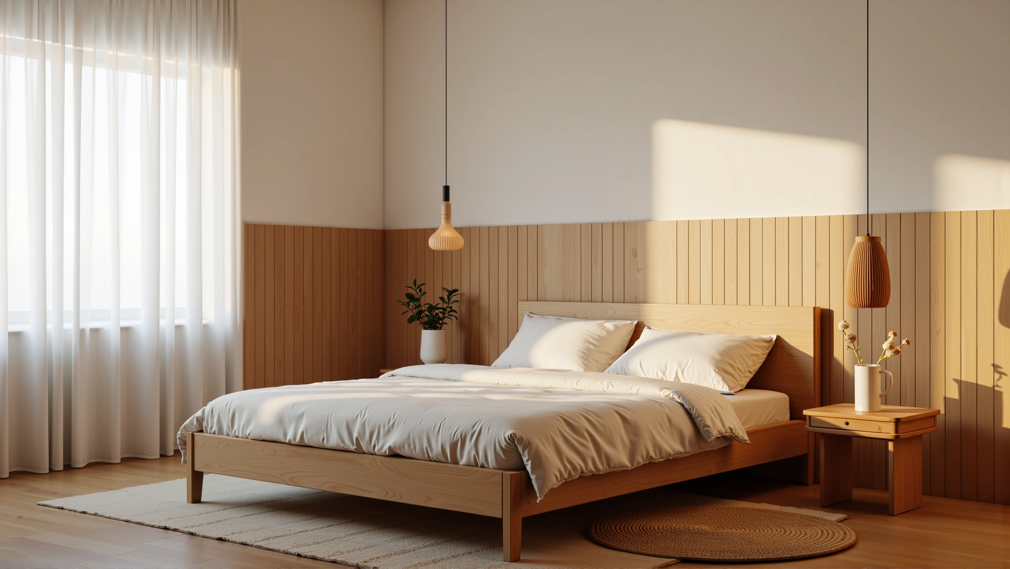 Light Wood Retreat Cozy Bedroom in Warm Glow Bedroom 2