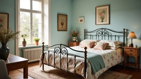 Mint French Style Soft Quiet Time in Iron Bed bedroom
