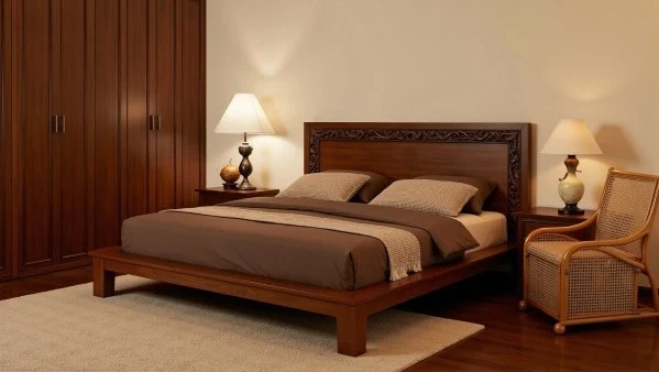 Dark Wood Retro Bedroom A Warm Retreat in Carvings