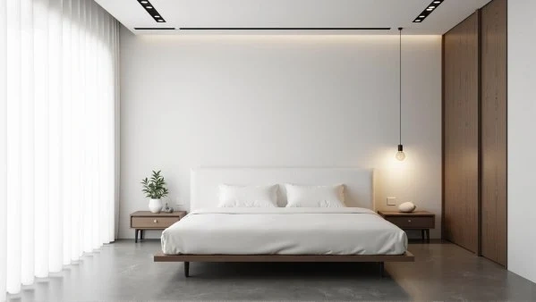 Plain White Minimalism Relaxed Bedroom bedroom