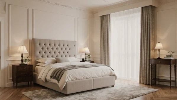 Soft Elegant Rest Cream French Bedroom interior design idea