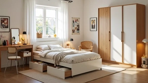 Warm Bedroom in Light Wood White interior design idea