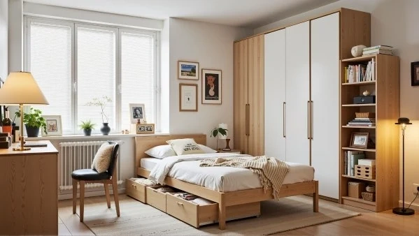 Warm Bedroom in Light Wood White bedroom