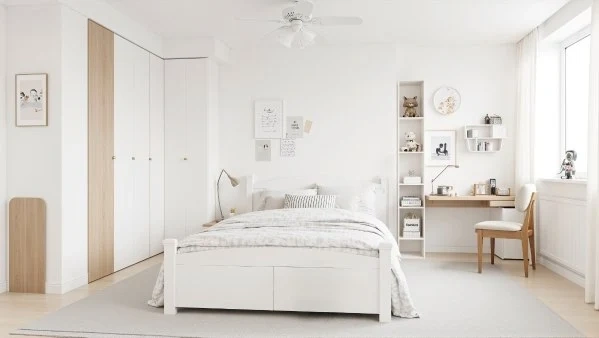 Light White Wood Minimalist Bedroom in Freshness interior design idea