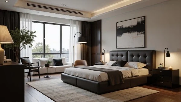 Modern Light Luxury Bedroom in Black bedroom