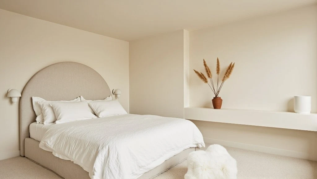 Sweet Soft Apricot Arc Light Bedroom 