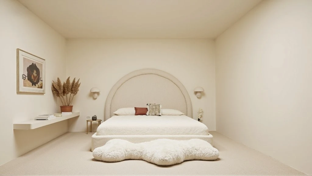 Sweet Soft Apricot Arc Light Bedroom  bedroom