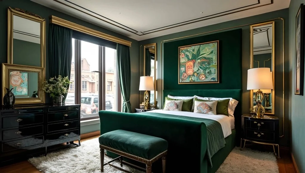 Luxurious and Elegant Dark Green Bedroom bedroom