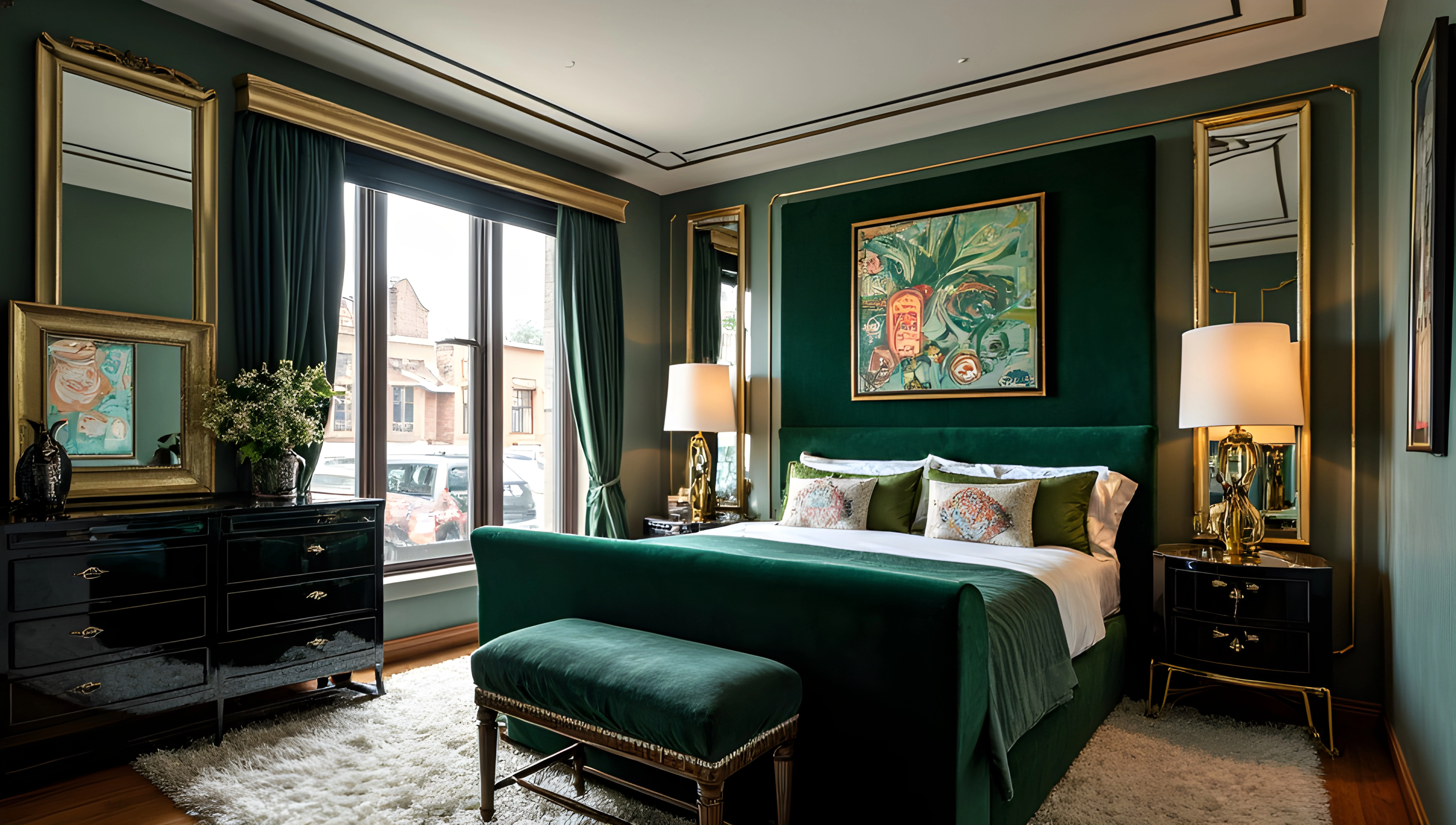 Luxurious and Elegant Dark Green Bedroom Bedroom 1