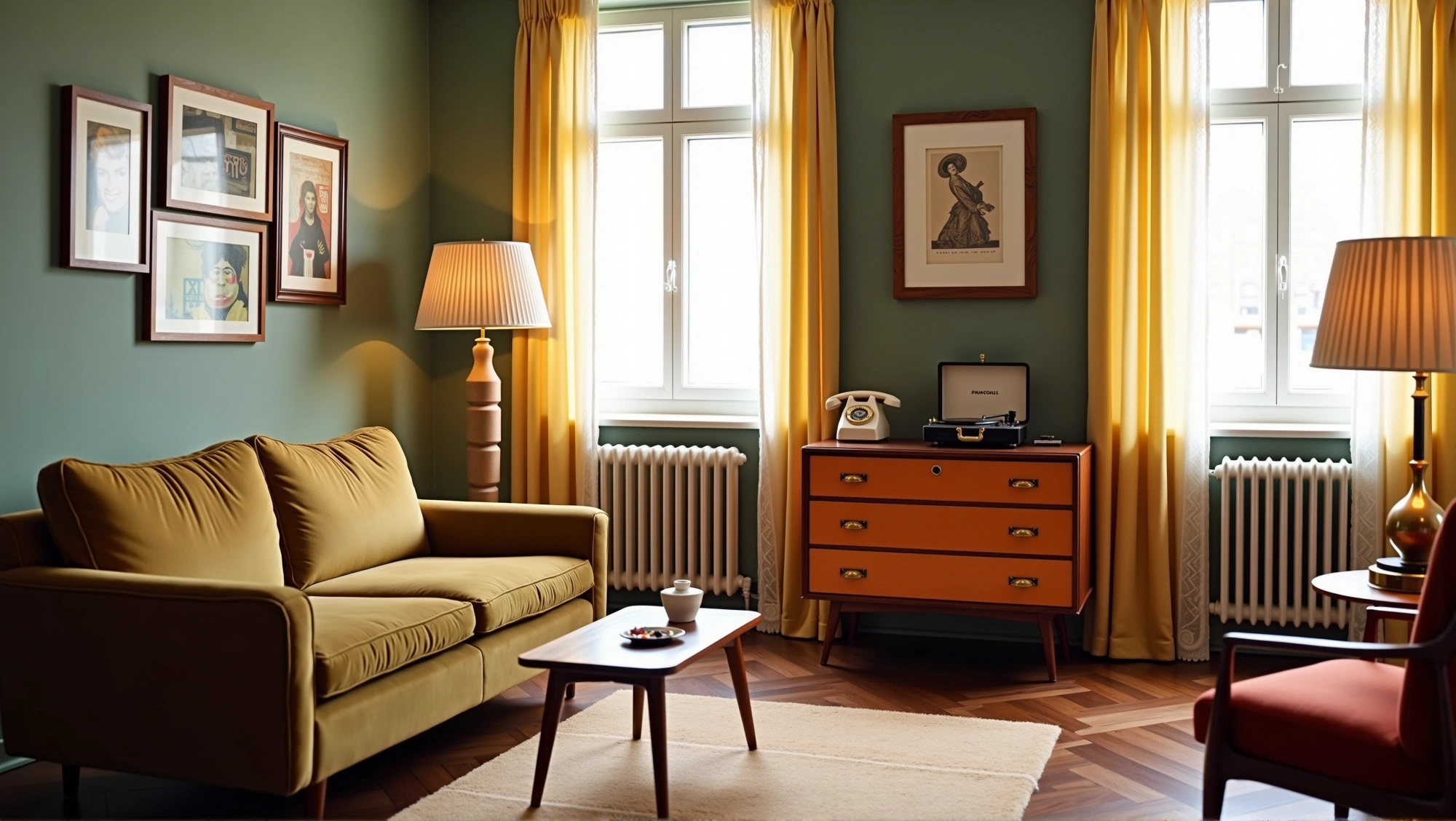 Retro Modern Mid-Century Artistic Dwelling Living room 1