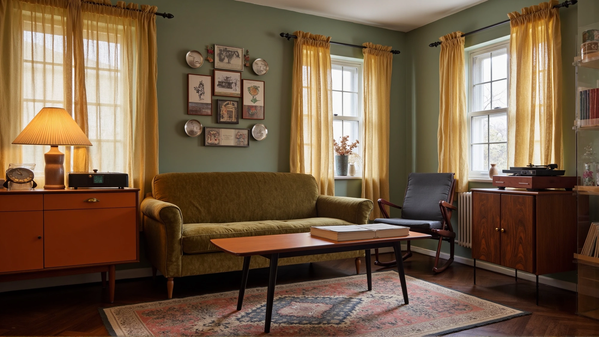 Retro Modern Mid-Century Artistic Dwelling Living room 3