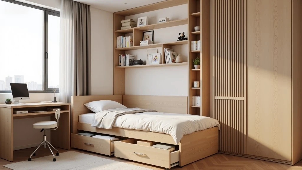Wooden Relaxed Organized Aesthetic of Cozy Bedroom bedroom