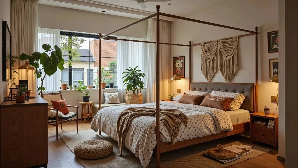 Healing Home Corner with Retro Warm Style bedroom