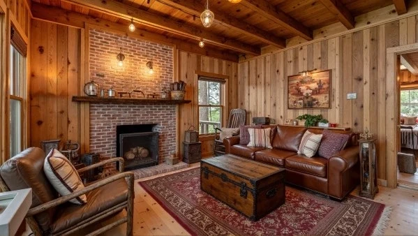Vintage Log Cabin Style Living Room living-room