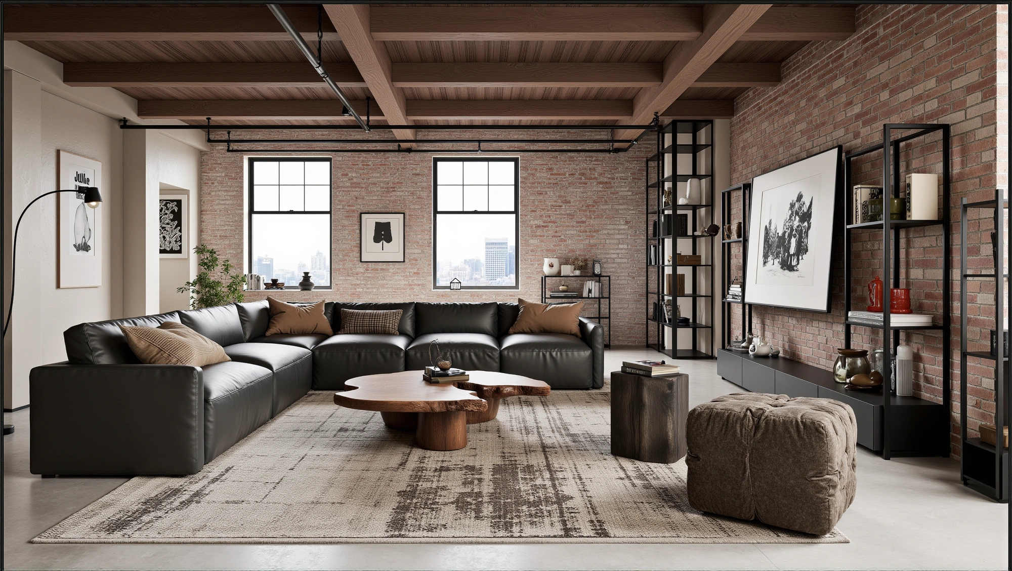 Textured Dwelling with Industrial Retro Style Living room 2