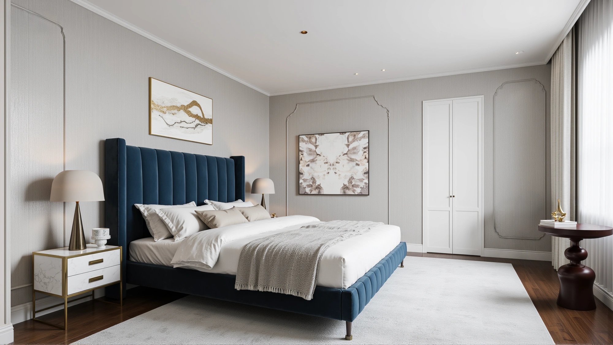 Navy Luxury Bedroom Nestled in Urban Window Views Bedroom 3