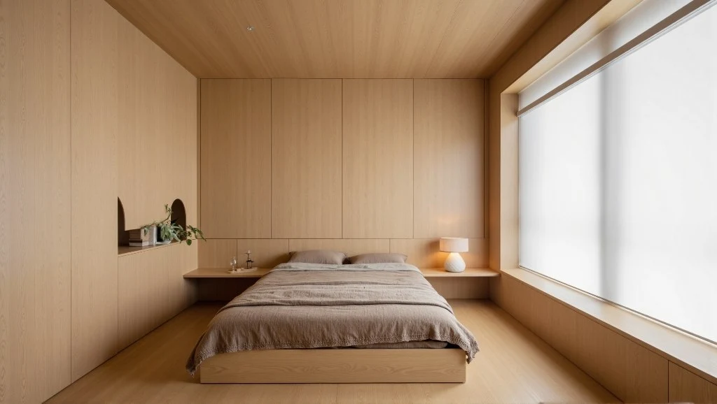 Wooden Cocoon Minimal Wood Bedroom