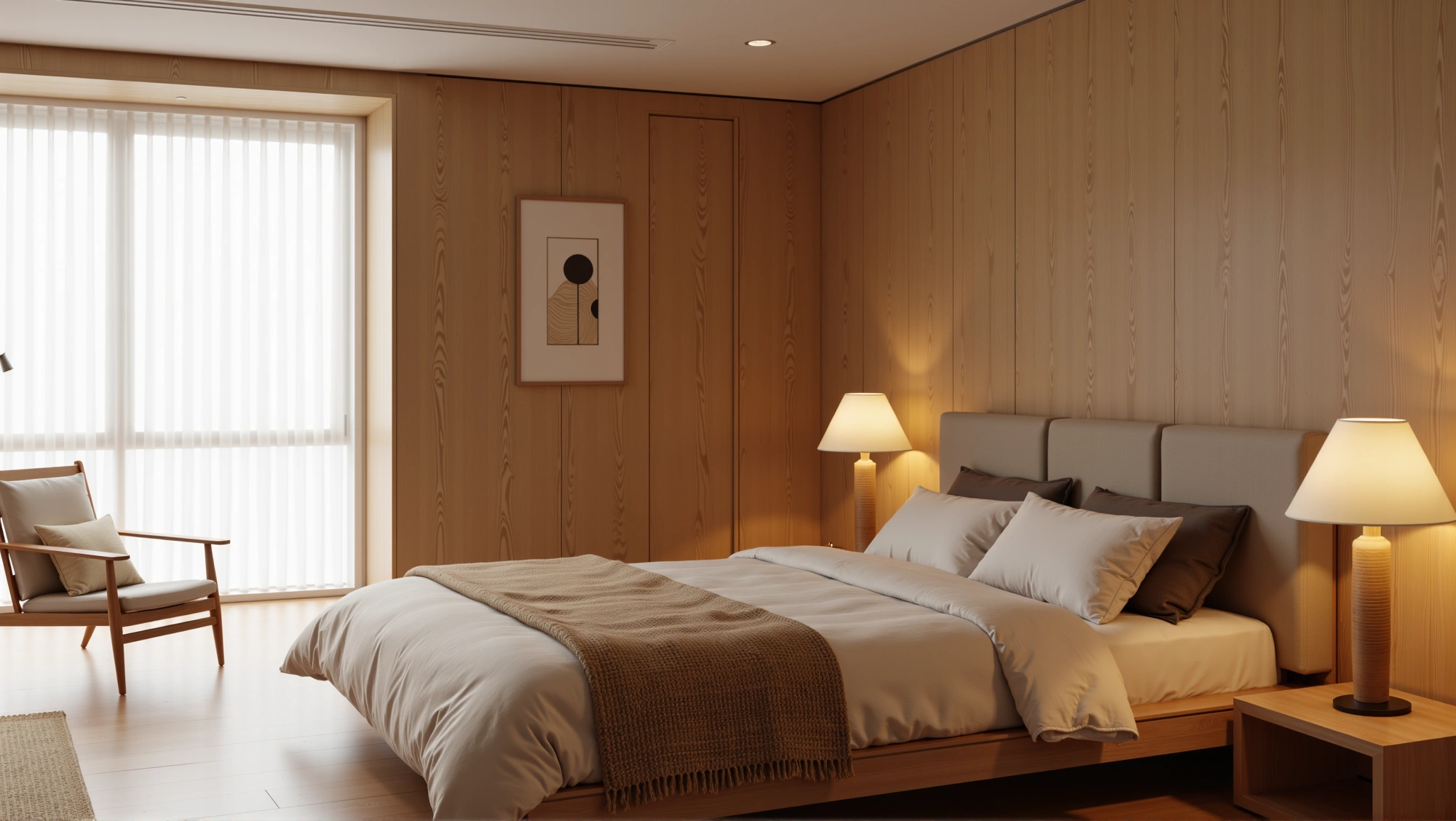 Wooden Integrated Storage Cozy Bedroom Bedroom 2