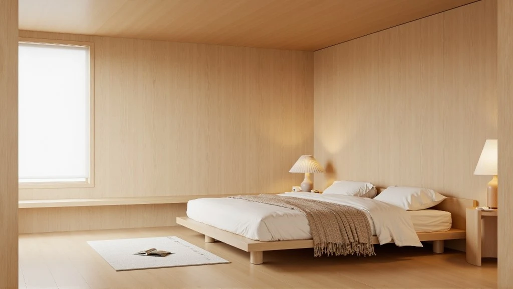 Wooden Cocoon Minimal Wood Bedroom