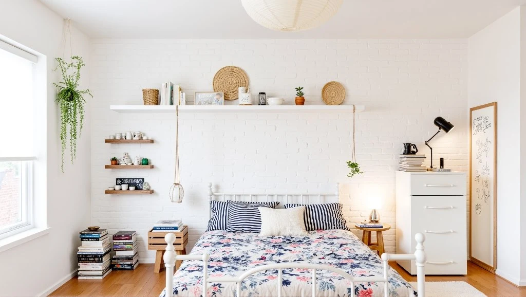 White Brick Haven Nordic Farmhouse Bedroom