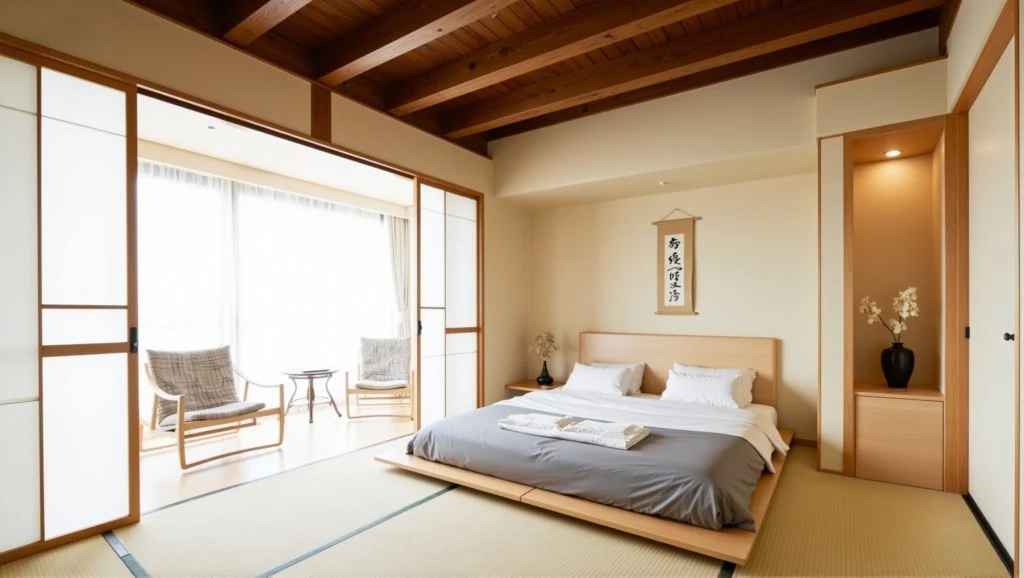 Japanese Haven Wooden Warm Serenity Bedroom bedroom