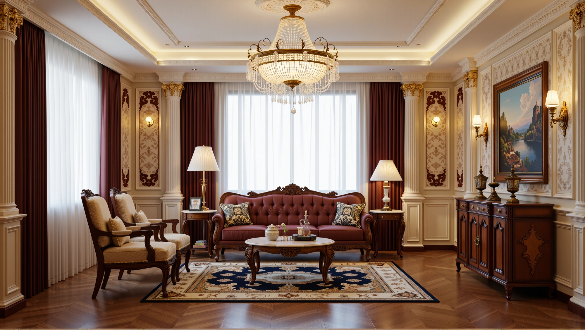 Luxurious and Elegant Palace-Level Home Style Living room 1