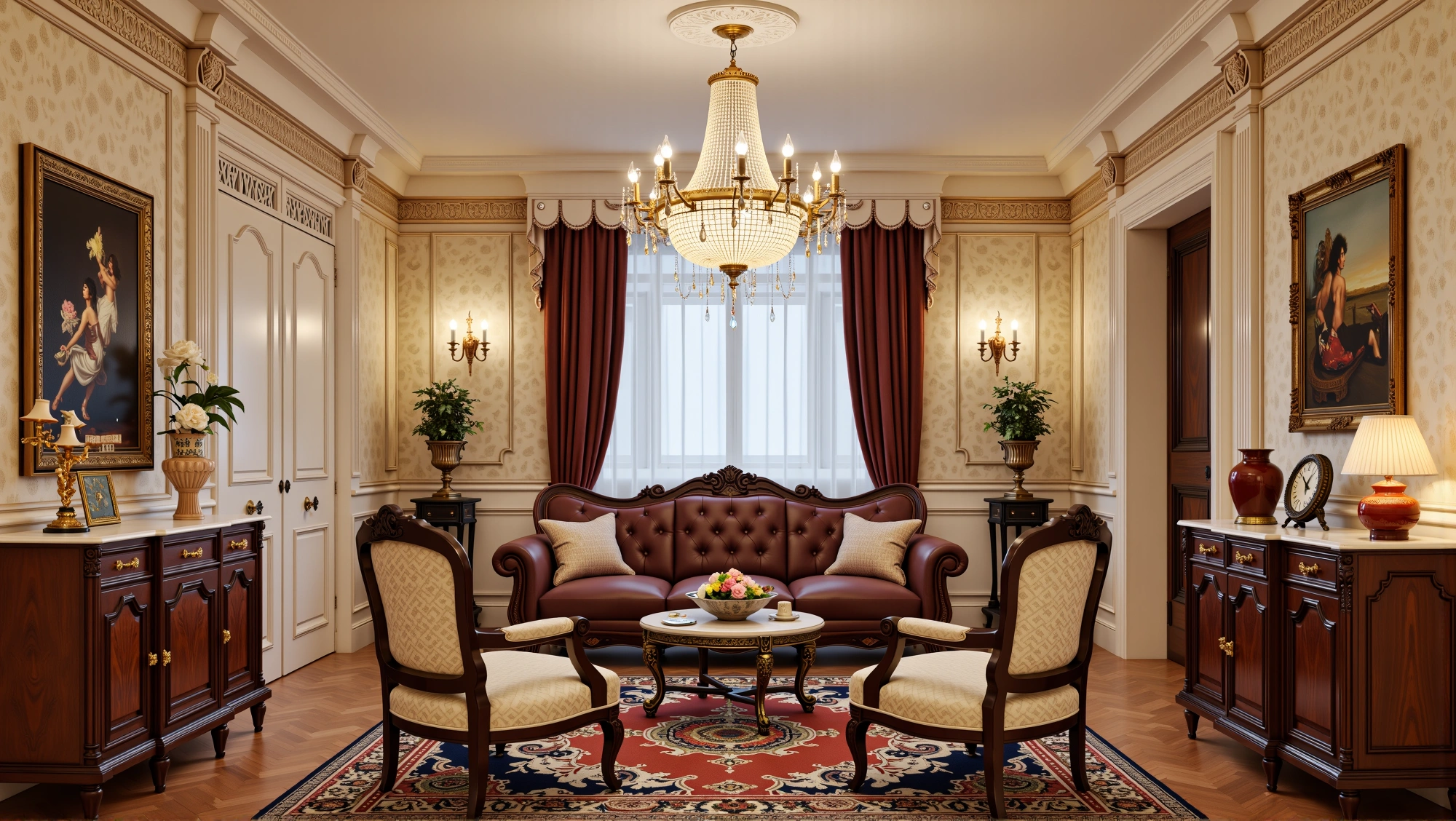 Luxurious and Elegant Palace-Level Home Style Living room 2