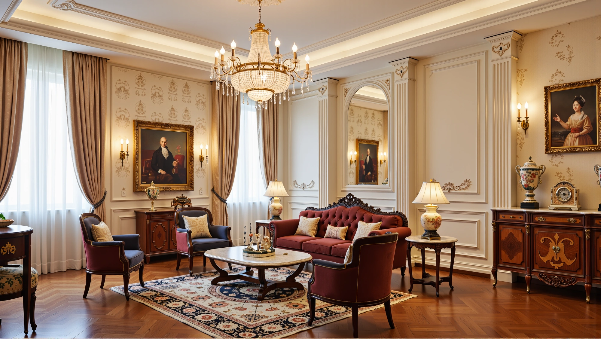 Luxurious and Elegant Palace-Level Home Style Living room 3