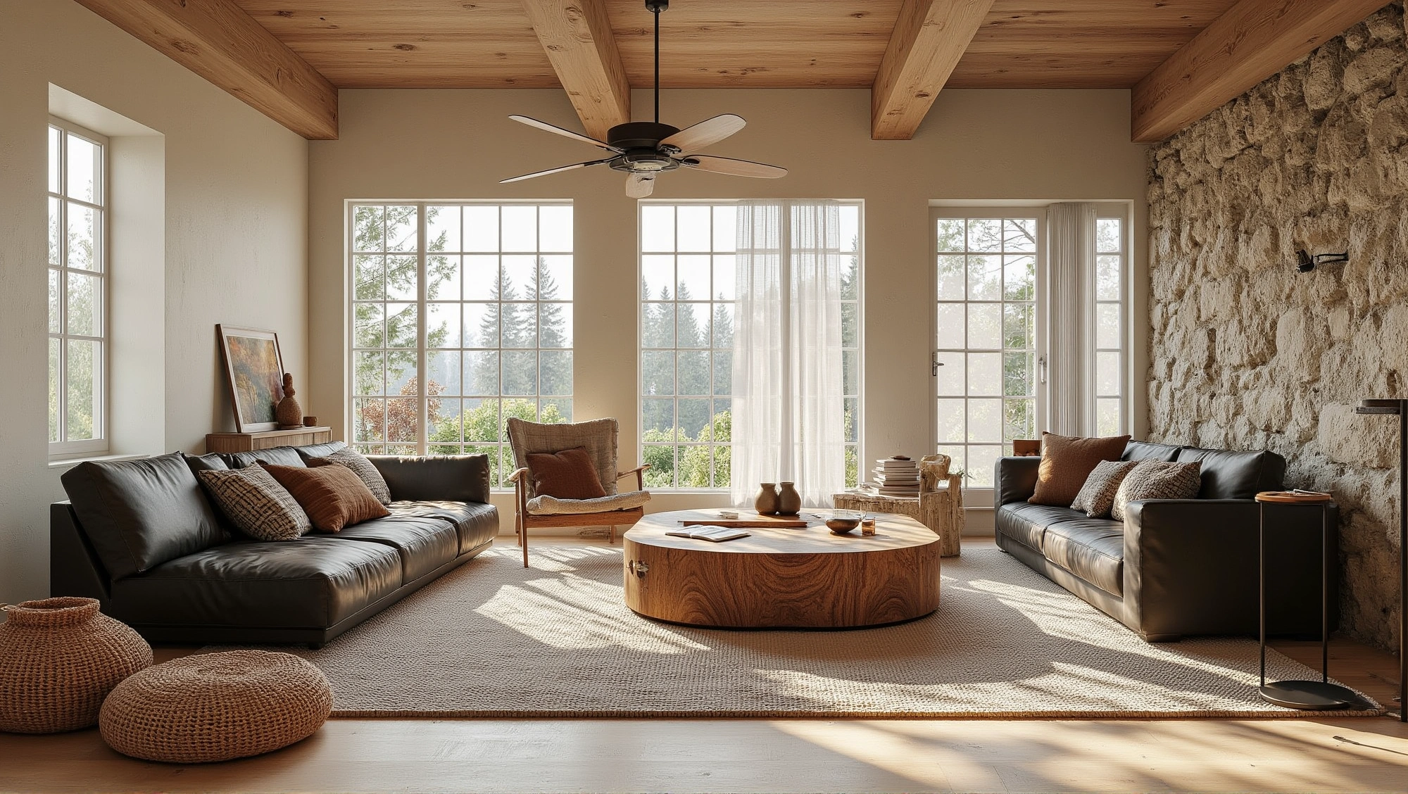 Rustic Luxe Dwelling with Natural Simplicity Style Living room 1