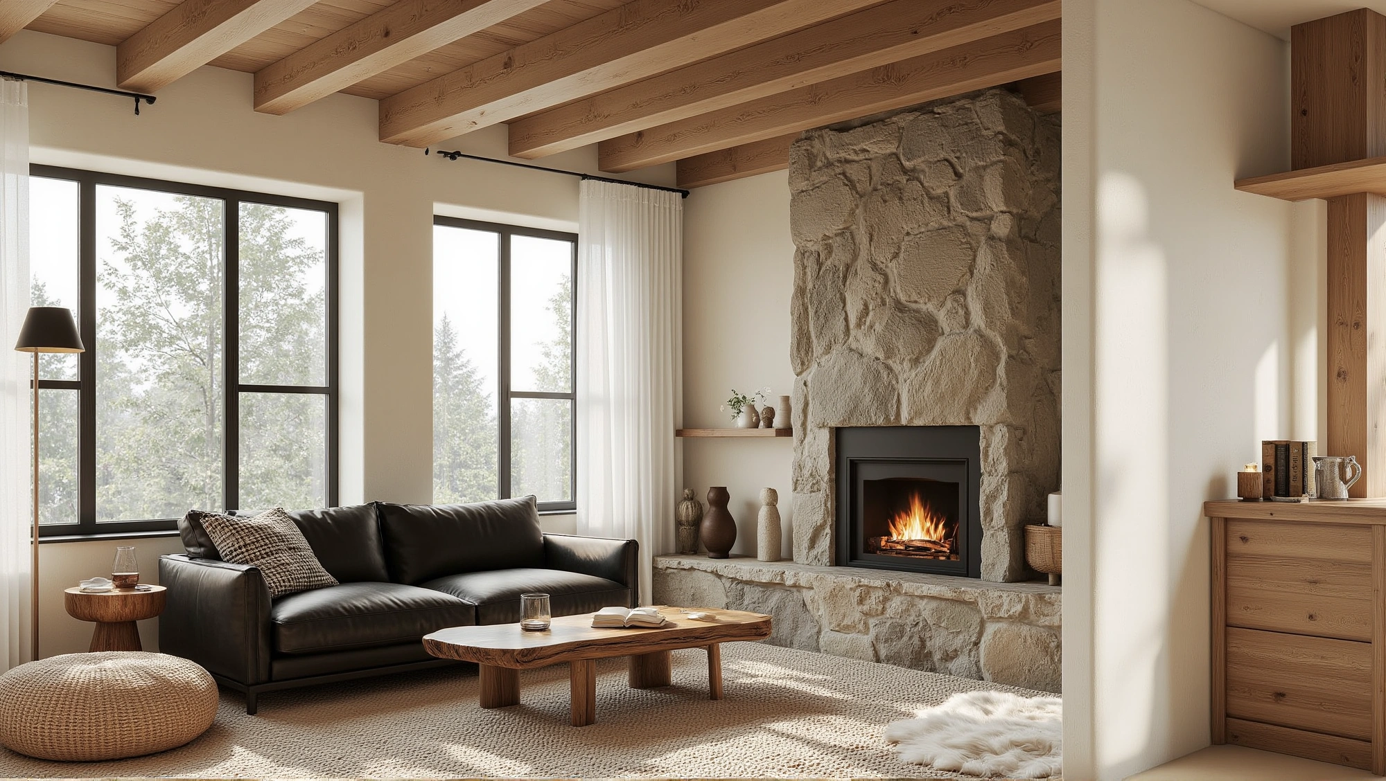 Rustic Luxe Dwelling with Natural Simplicity Style Living room 2
