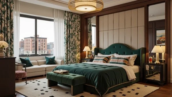 Elegant Bedroom Aesthetics of Retro Green Style bedroom