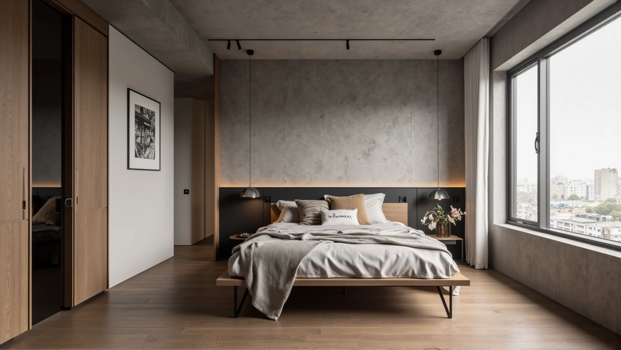 Concrete Wood Stillness Minimal Industrial Bedroom Bedroom 2