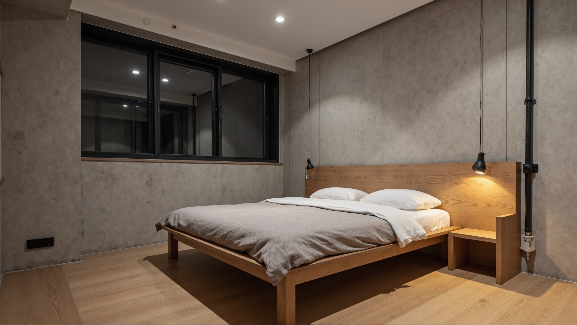Concrete Wood Stillness Minimal Industrial Bedroom Bedroom 3