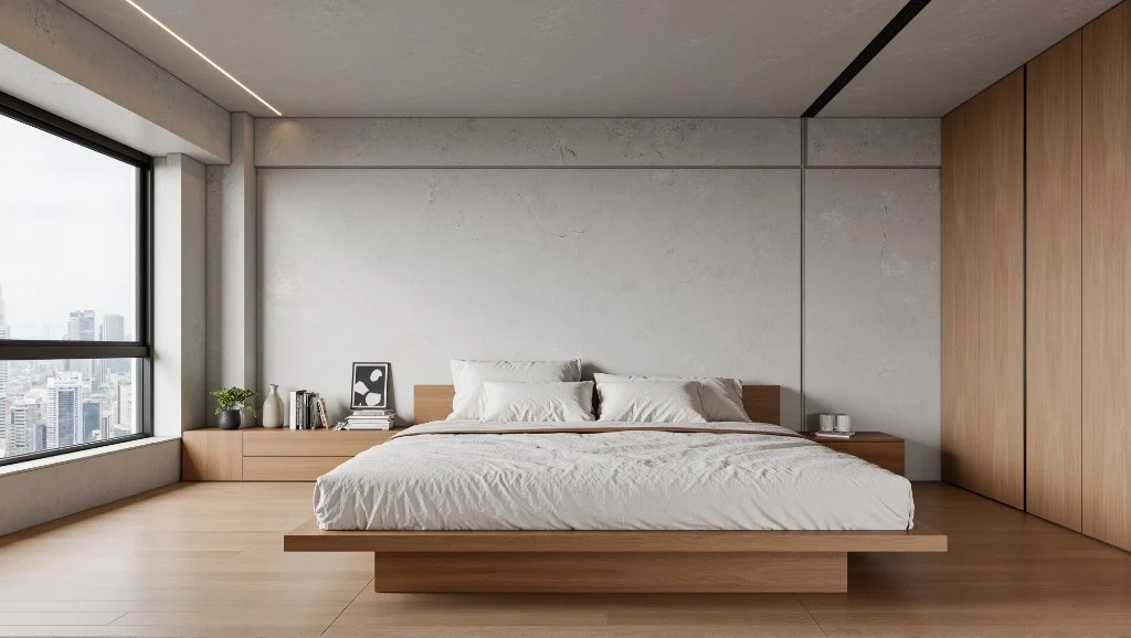 Concrete Wood Symbiosis Minimal Urban Bedroom