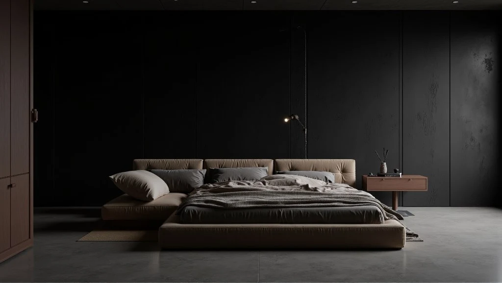 Ink Hush A Serene Minimalist Bedroom