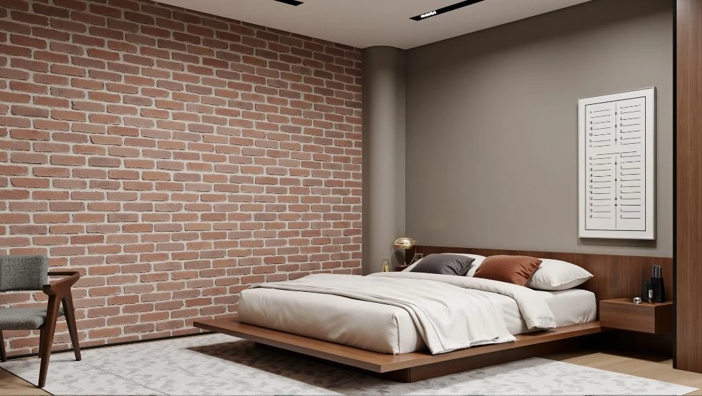 Brick & Wood Bedroom interior design idea