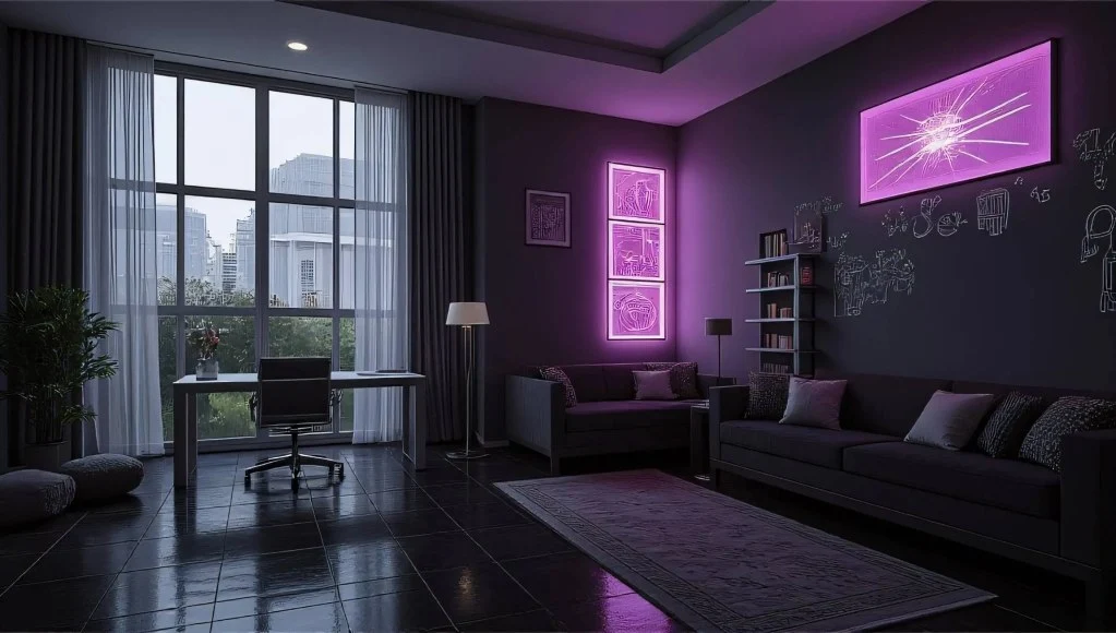 Cyber Neon Secret Realm study-room