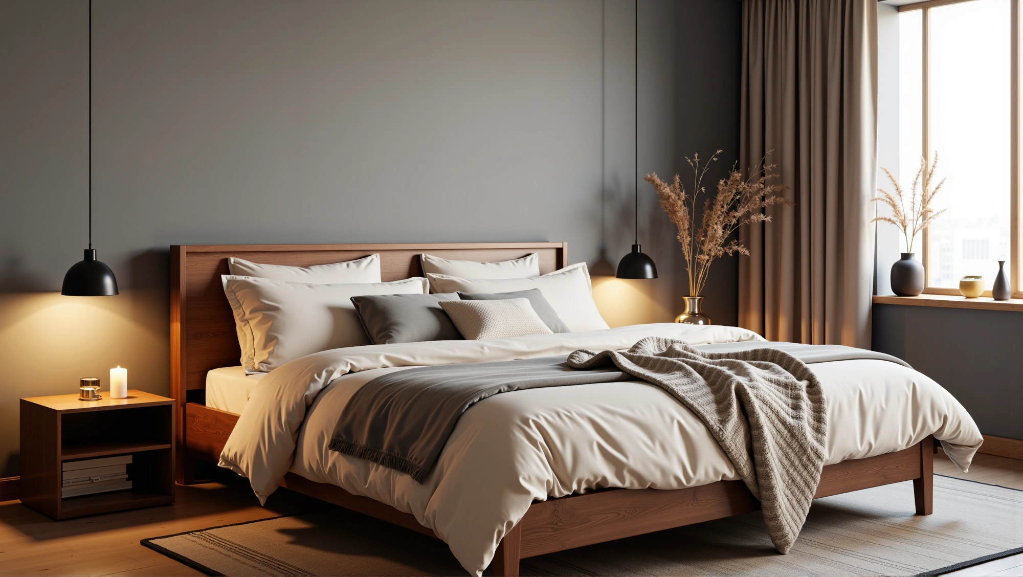 Dark Gray & Wood Retreat Bedroom 2