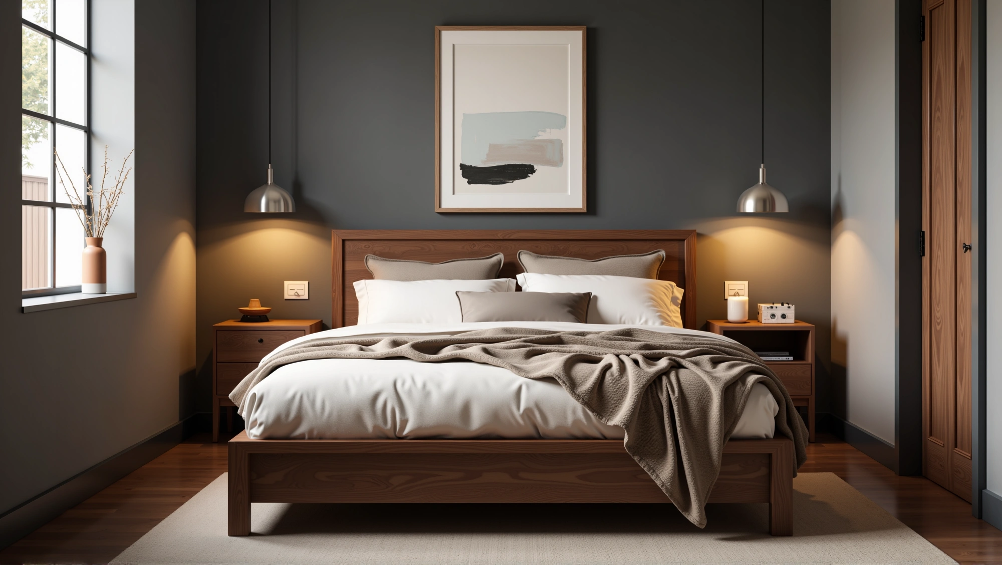 Dark Gray & Wood Retreat Bedroom 3